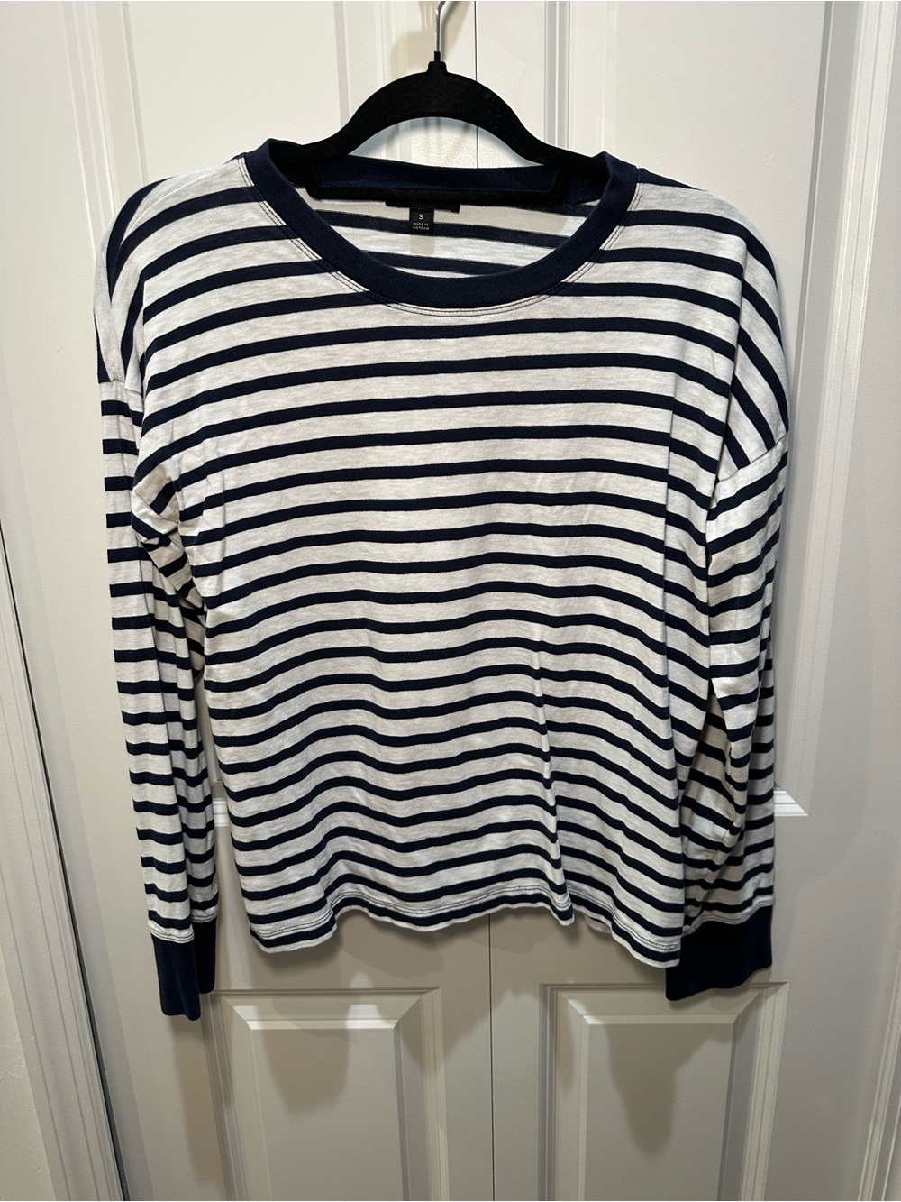 J.Crew Navy and White Striped Long Sleeve Tee 100% Cotton